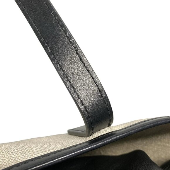 Auth SAINT LAURENT PARIS Teddy 551595 Cream Black Linen Canvas Leather Tote Bag - Picture 11 of 16